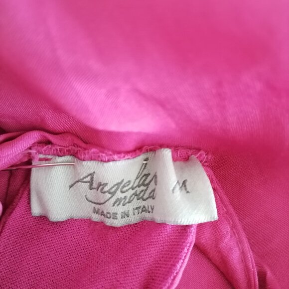 Angela Moda Womens Hot Pink Halter Neck Sleeveless Long Trapeze Dress Size M - Picture 5 of 7